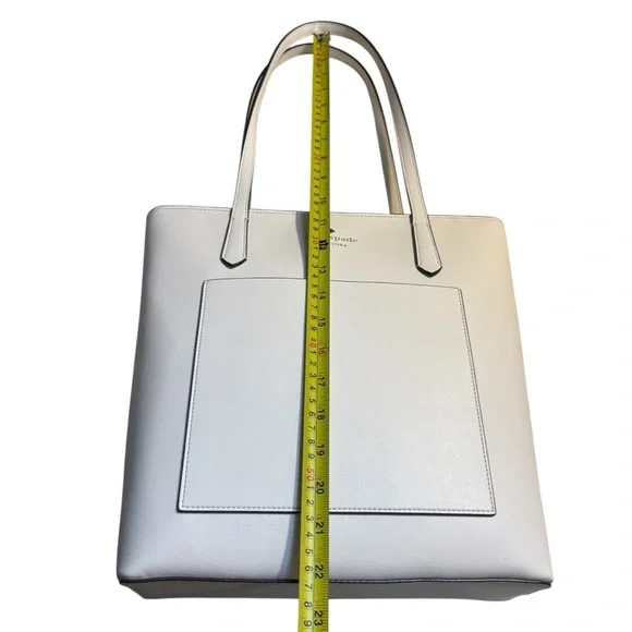 NWT Kate Spade Tote Parchment White Bag Saffiano PVC Daily K8662 Gold Logo NEW - Picture 15 of 16